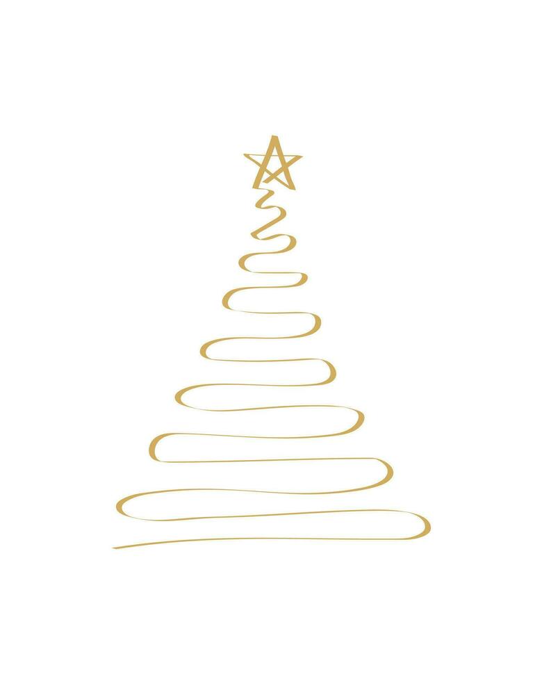 Merry Christmas tree outline greeting card vector illustration design. Greeting card. Xmas tree.