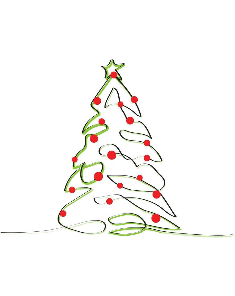 Merry Christmas tree outline greeting card vector illustration design. Greeting card. Xmas tree.