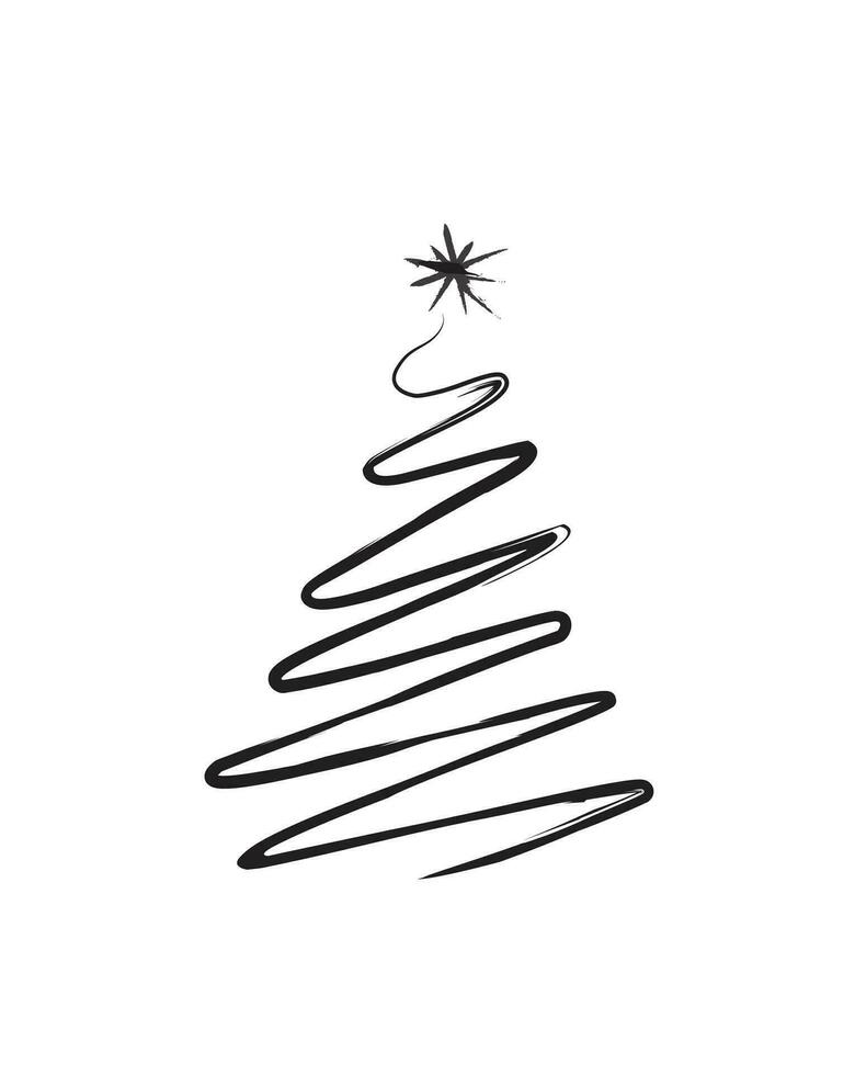 Merry Christmas tree outline greeting card vector illustration design. Greeting card. Xmas tree.