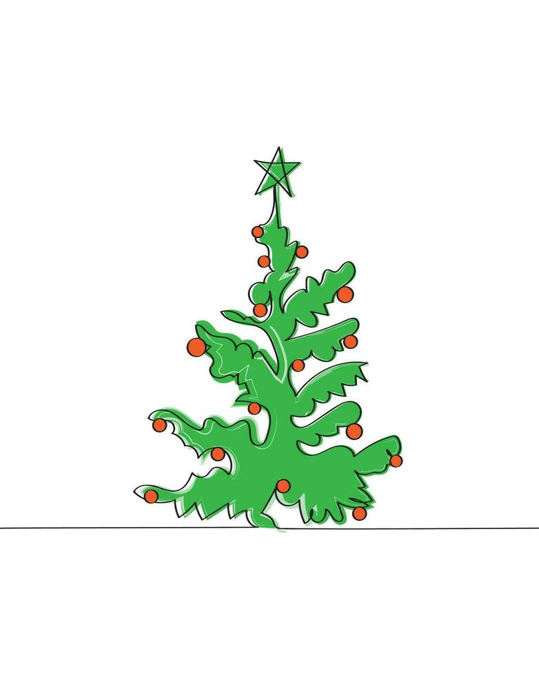 Merry Christmas tree outline greeting card vector illustration design. Greeting card. Xmas tree.