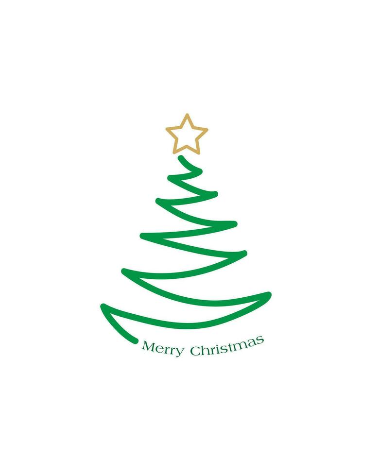 Merry Christmas tree outline greeting card vector illustration design. Greeting card. Xmas tree.