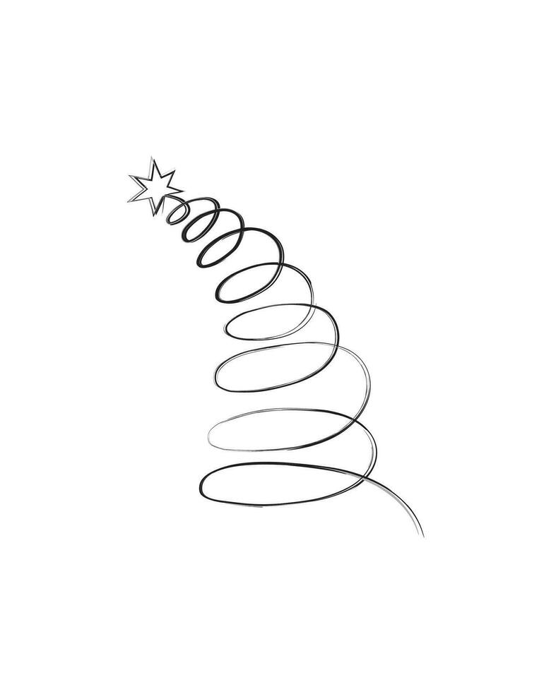 Merry Christmas tree outline greeting card vector illustration design. Greeting card. Xmas tree.