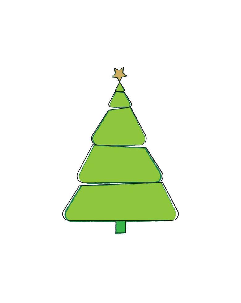 Merry Christmas tree outline greeting card vector illustration design. Greeting card. Xmas tree.