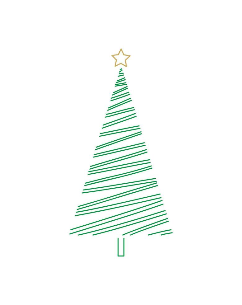Merry Christmas tree outline greeting card vector illustration design. Greeting card. Xmas tree.
