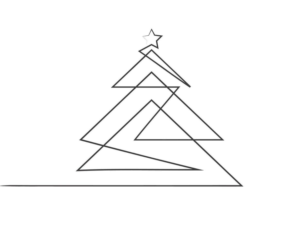 Merry Christmas tree outline greeting card vector illustration design. Greeting card. Xmas tree.