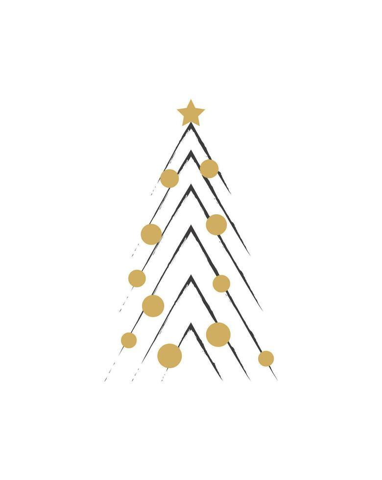 Merry Christmas tree outline greeting card vector illustration design. Greeting card. Xmas tree.