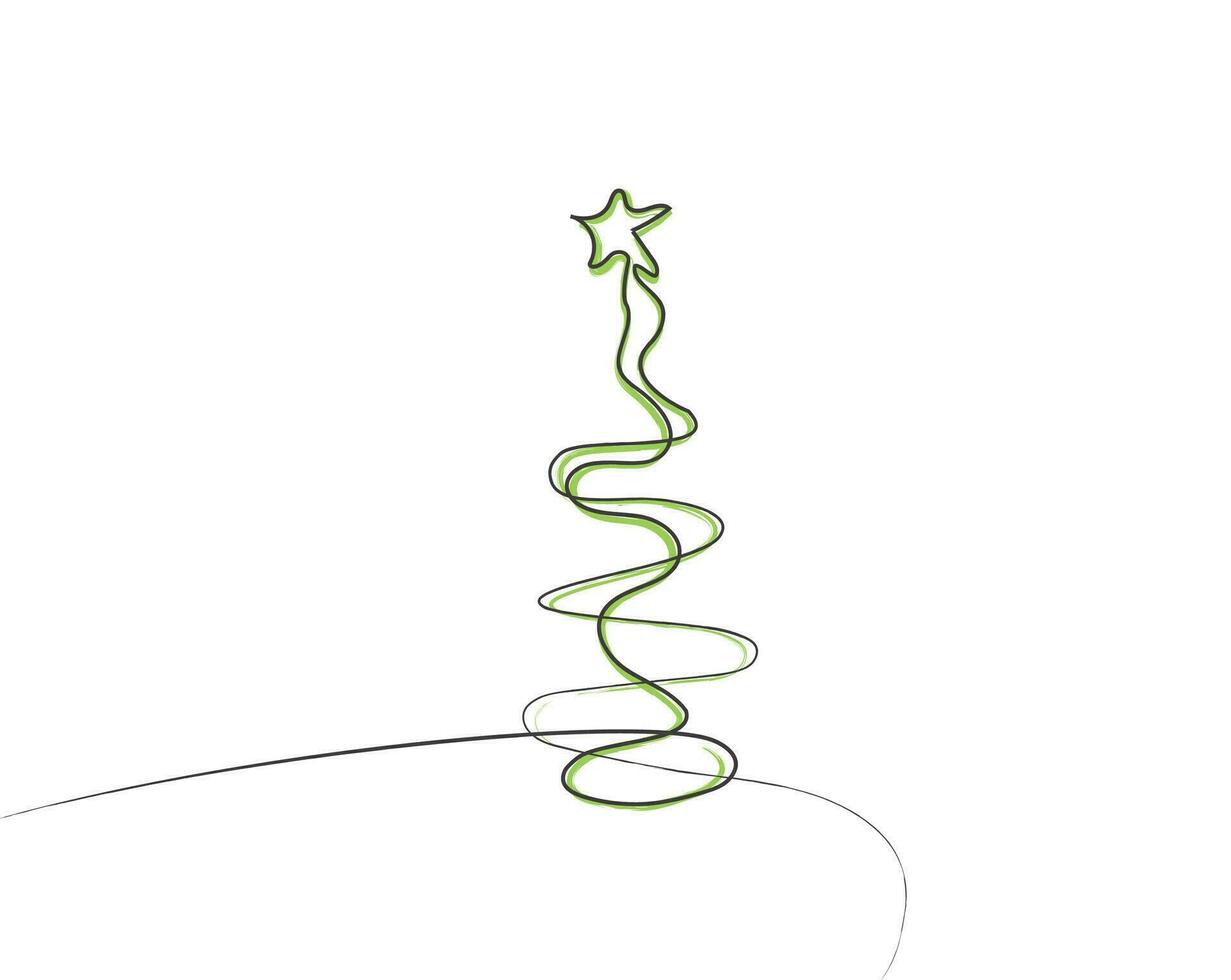 Merry Christmas tree outline greeting card vector illustration design. Greeting card. Xmas tree.