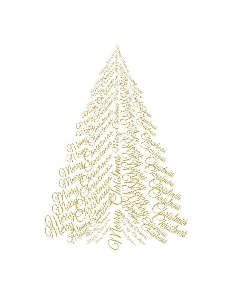 Merry Christmas tree outline greeting card vector illustration design. Greeting card. Xmas tree.