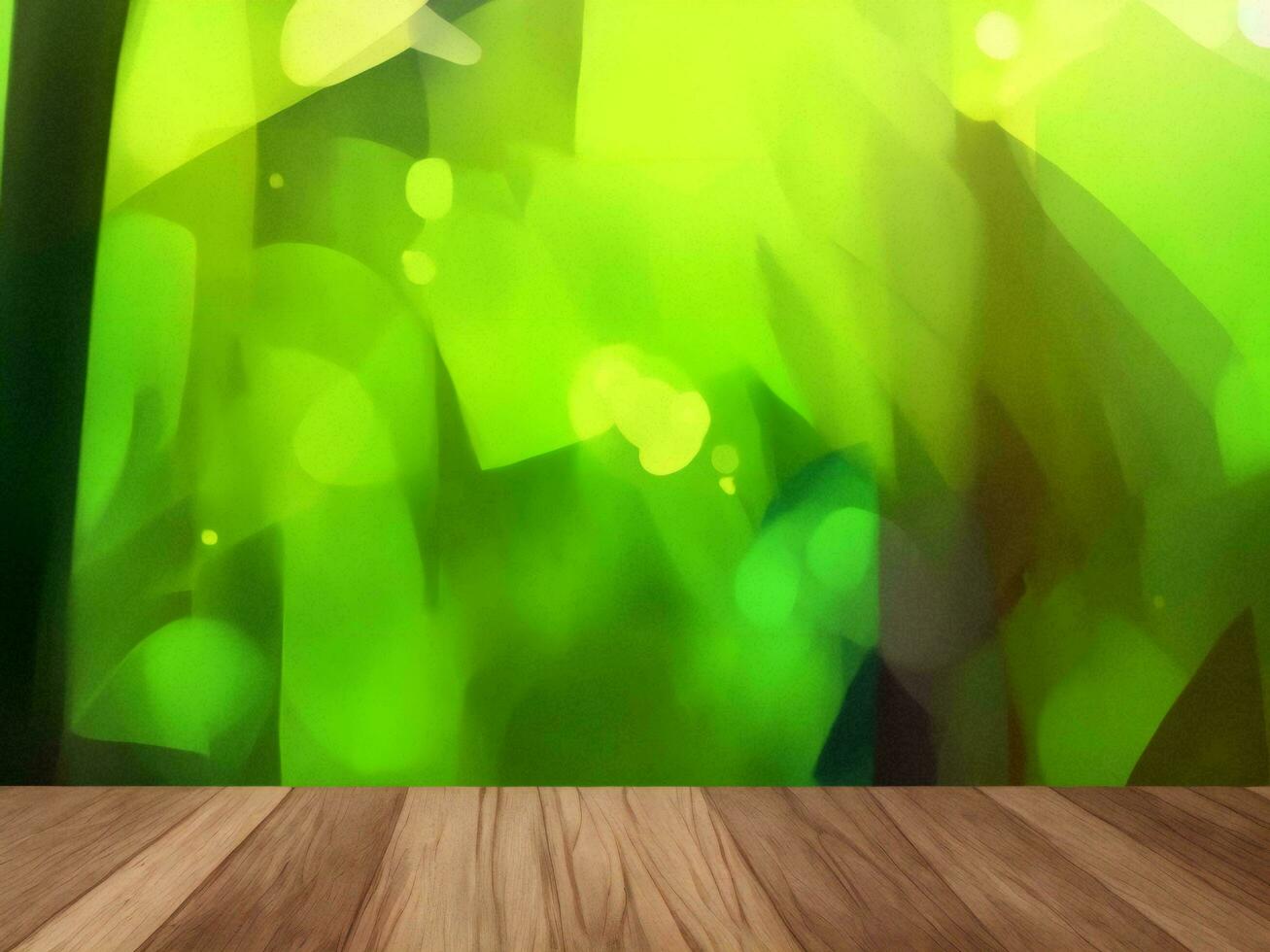Wooden table on bamboo plant background ai generated photo