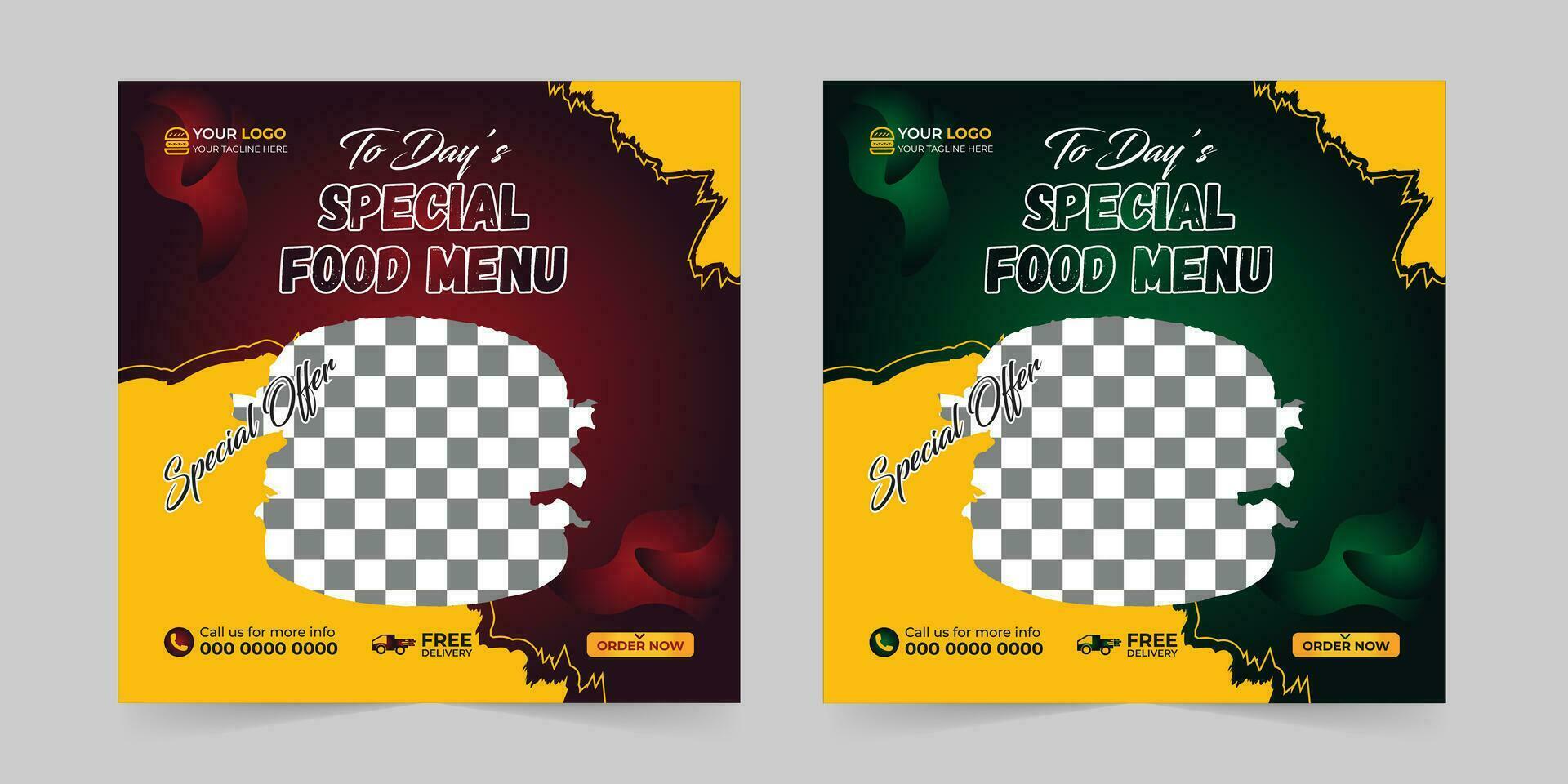 Editable food menu restaurant business marketing social media post and Digital marketing promotion ads sales and discount web banner vector template design