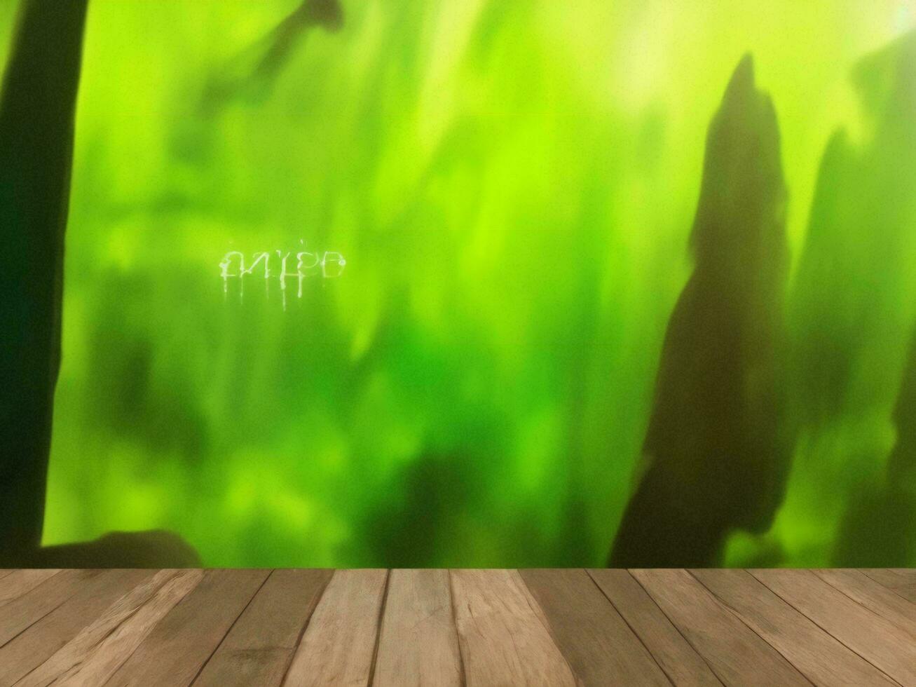 Wooden table on bamboo plant background ai generated photo