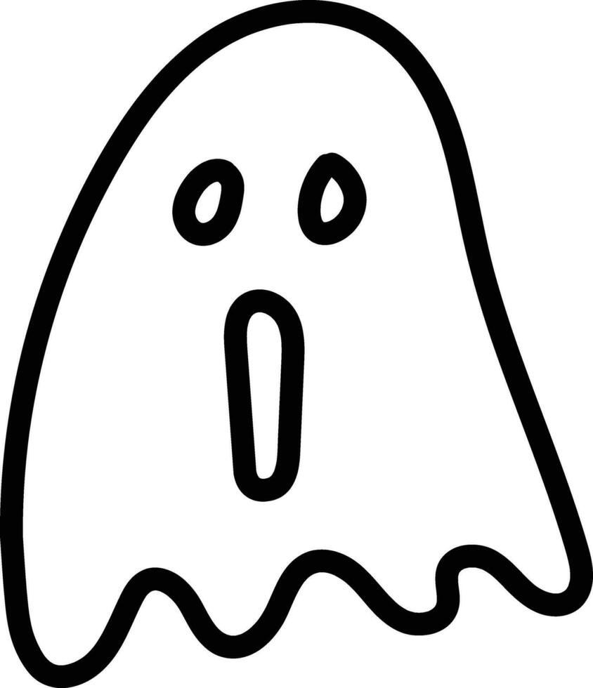 Hand drawn outline symbol of a Halloween spooky cute ghost. Isolated vector doodle illustration on white.
