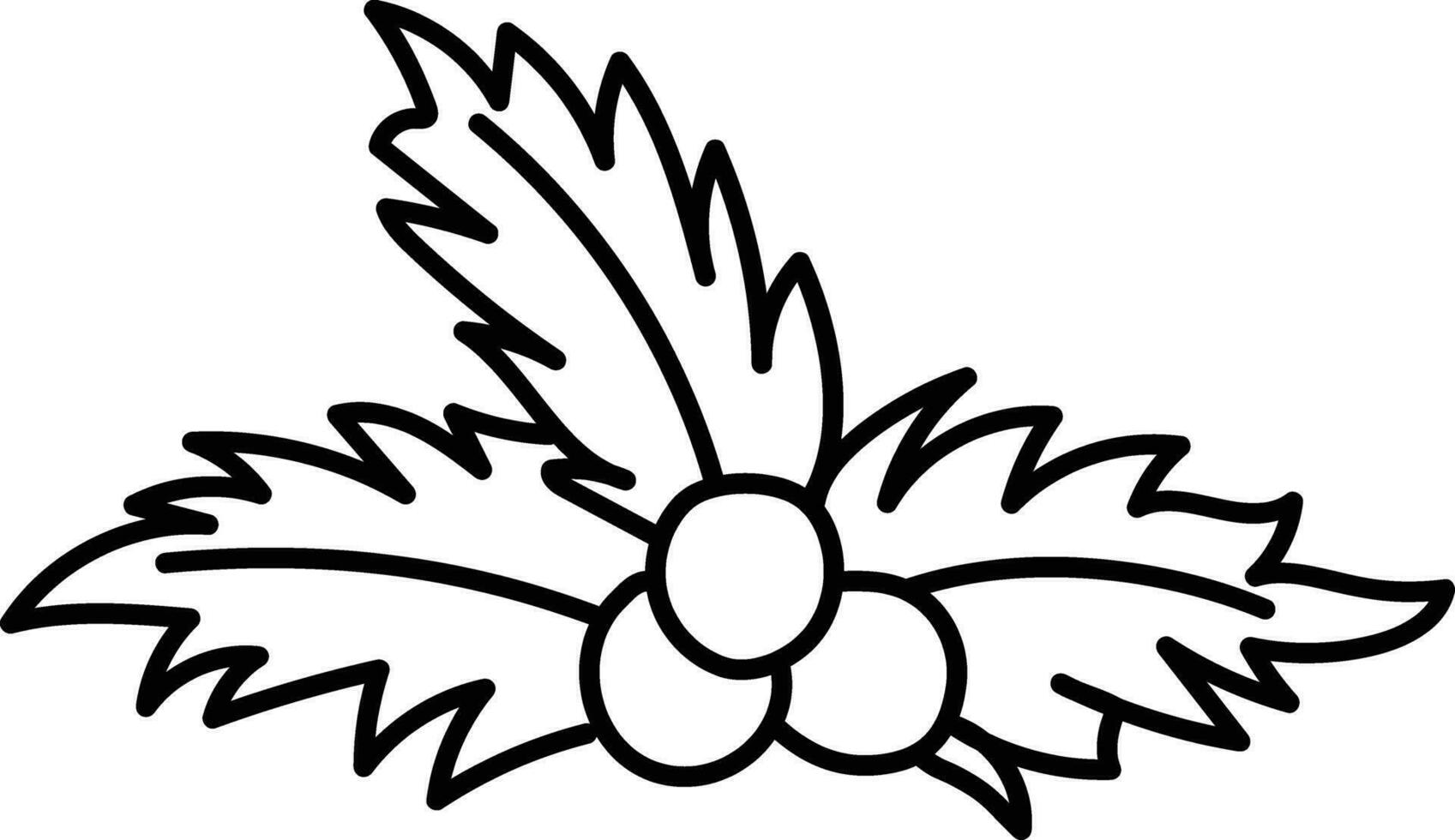 Winter berries with leaves, hand drawn line art. Doodle vector illustration