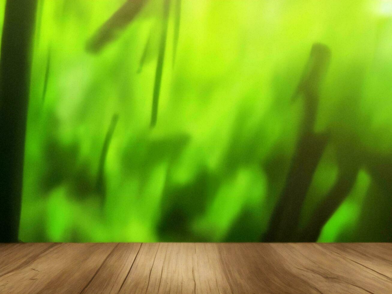 Wooden table on bamboo plant background ai generated photo