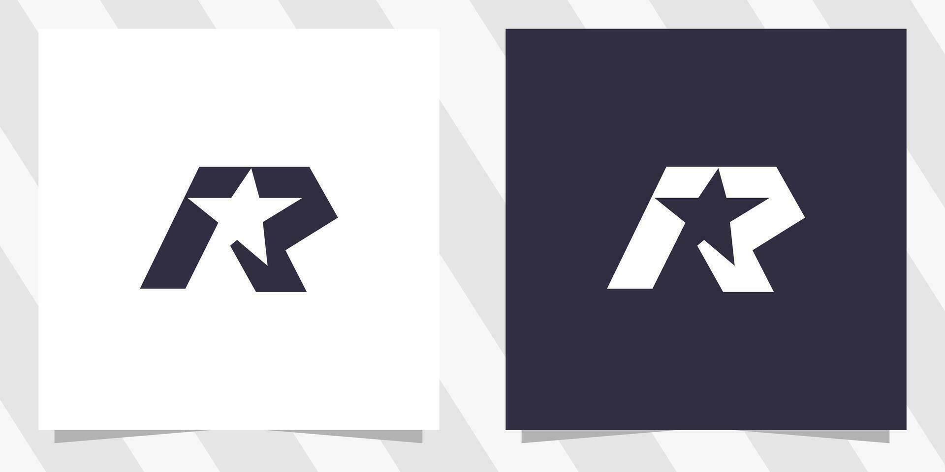 letter r with star logo design vector