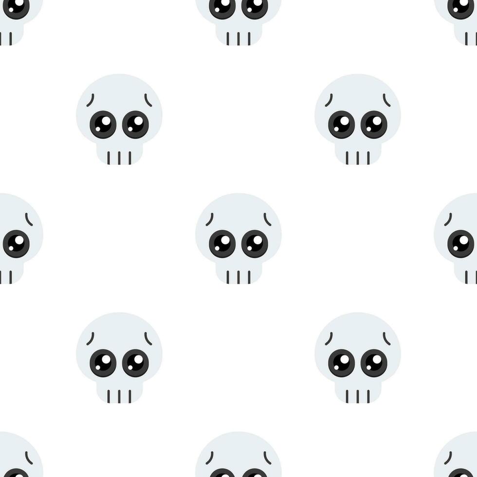 Cute cartoon skull seamless pattern background. vector