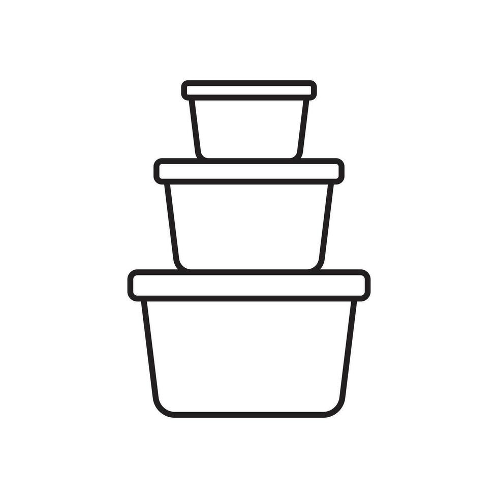 Food container icon. Lunchbox icon. Organising food storage containers. Vector icon isolated on white background.