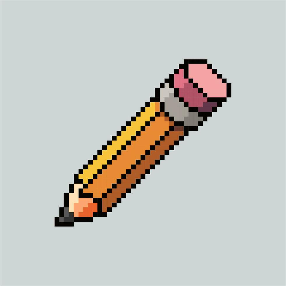 Pixel art illustration Pencil. Pixelated Pencil. Pencil office icon pixelated for the pixel art game and icon for website and video game. old school retro. vector