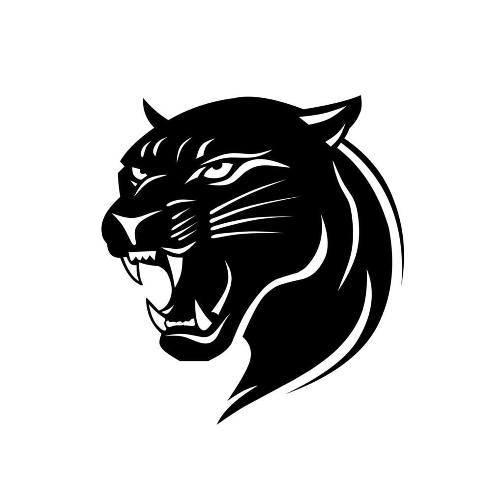 Black and white panther illustration design with a white background vector