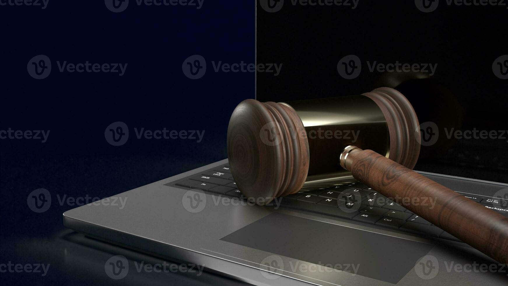 The hammer on notebook for law concept 3d rendering photo
