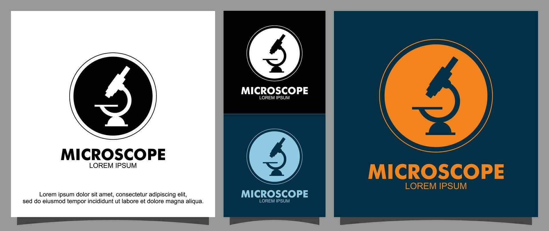 Microscope laboratory equipment logo template vector