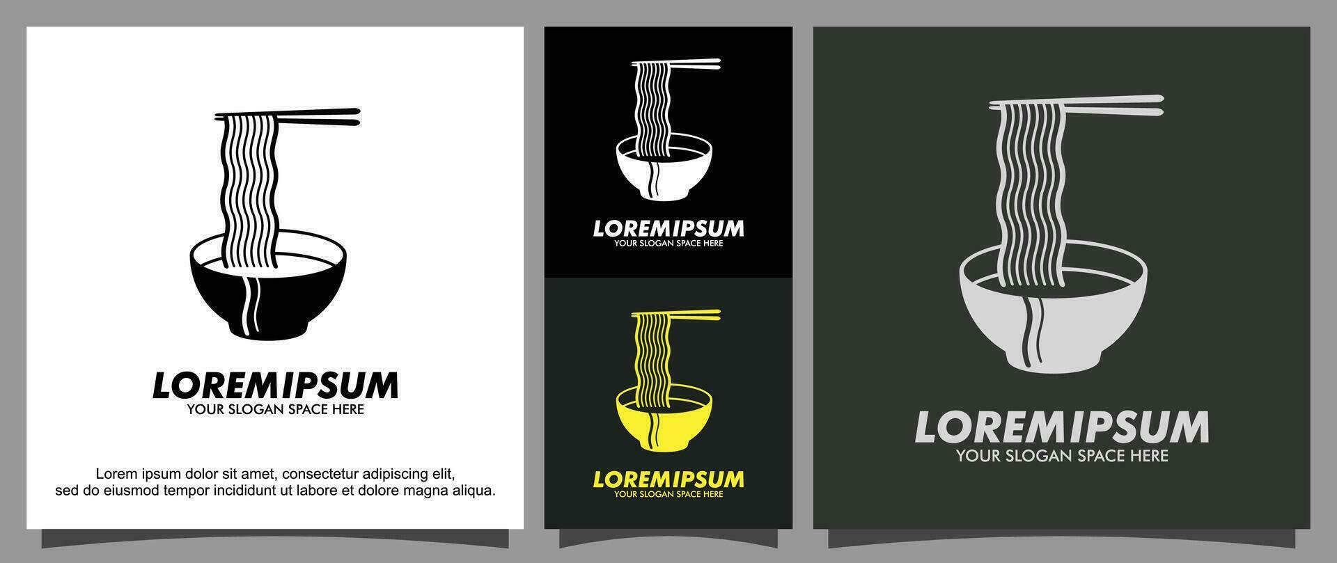 Noodles and fork logo template vector