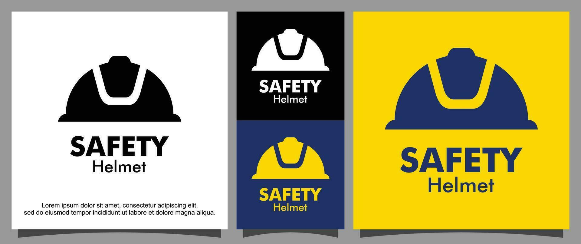 Helmet worker project logo template vector