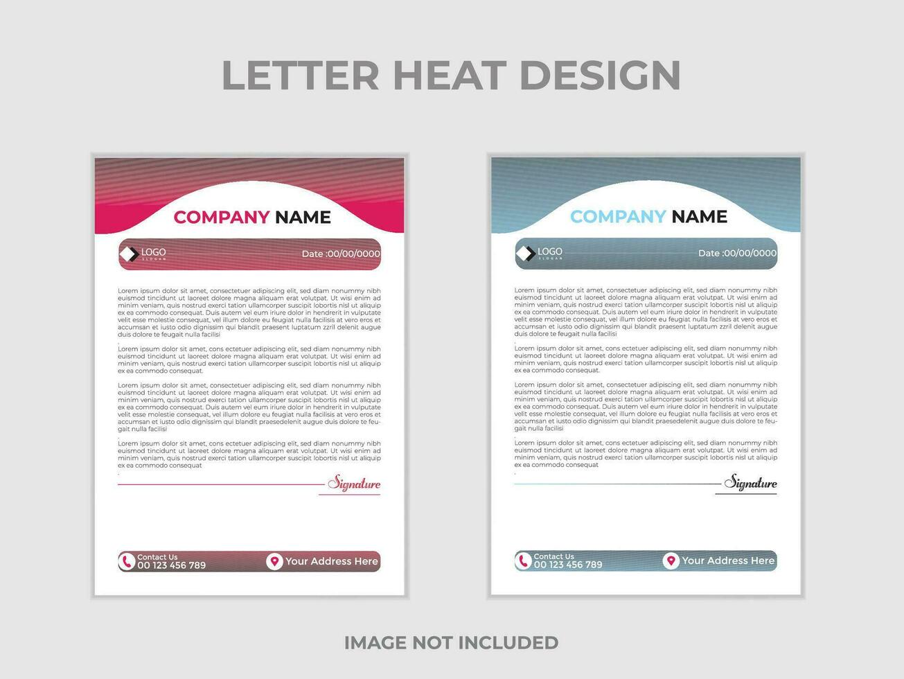 Clean and professional corporate company business letterhead template design with color variation bundle with 2colors vector