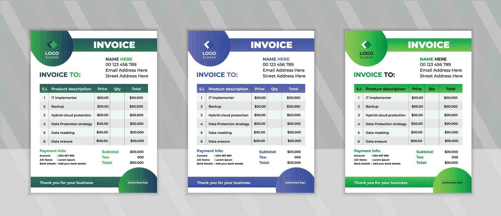 Minimal Corporate Business Invoice design template vector illustration bill form price invoice. Creative invoice template vector.  business stationery design payment agreement design template