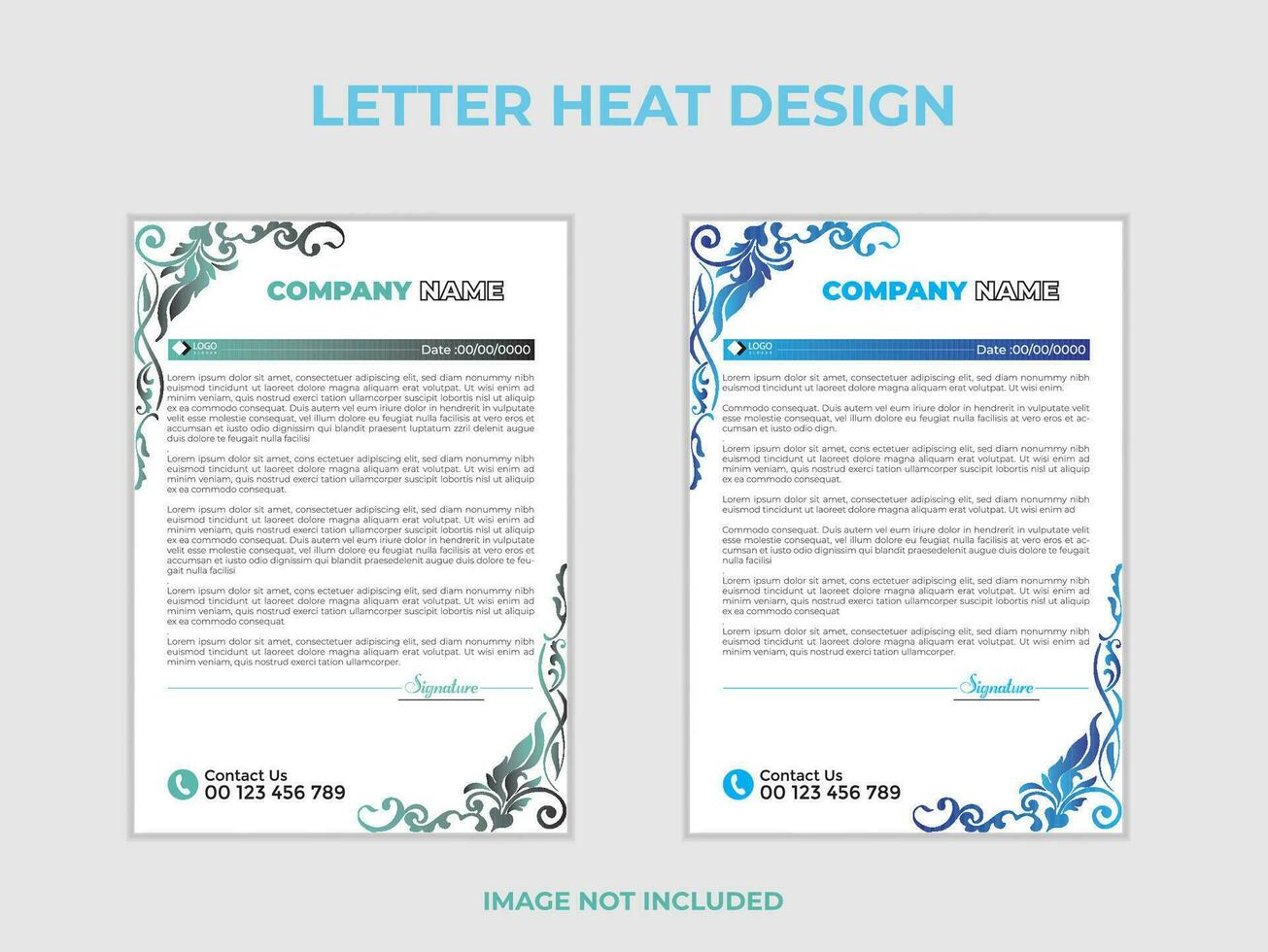 Clean and professional corporate company business letterhead template design with color variation bundle with 2colors vector