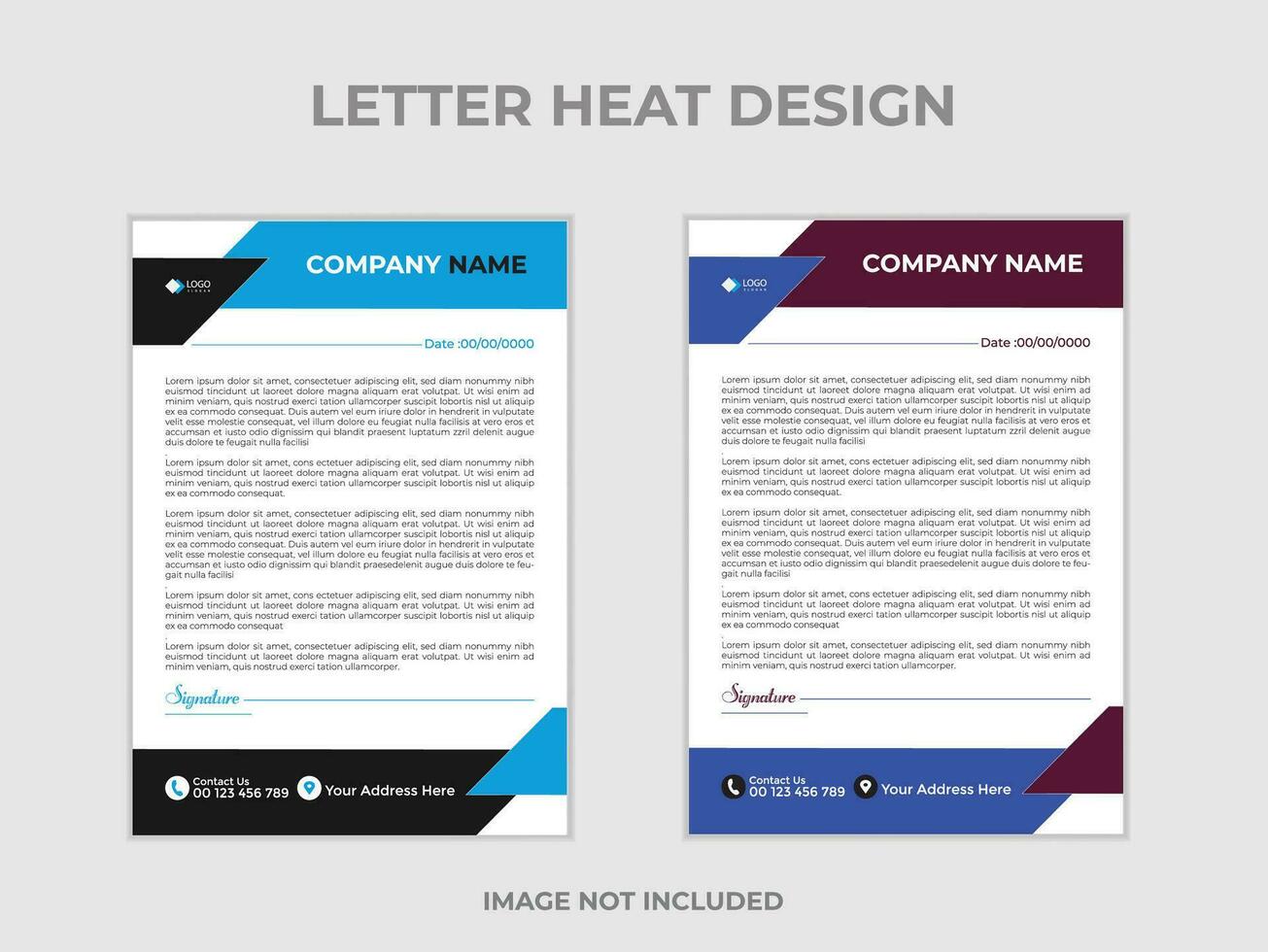 Clean and professional corporate company business letterhead template design with color variation bundle with 2colors vector