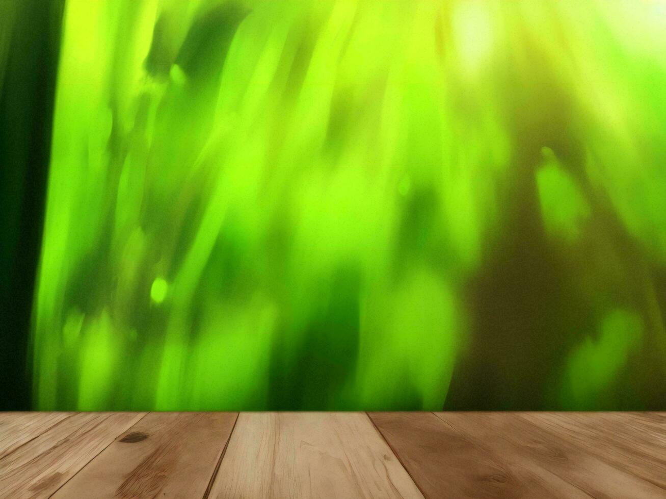 Wooden table on bamboo plant background ai generated photo