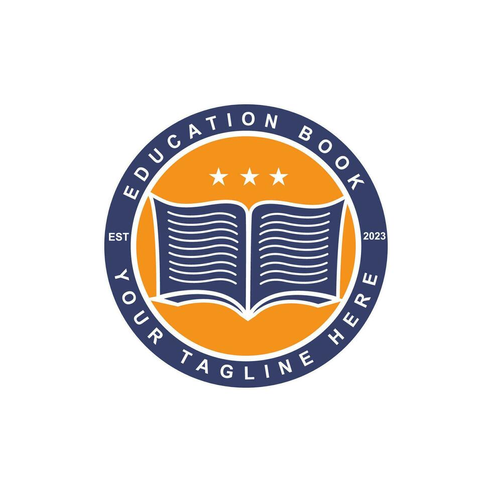 Education book badge logo design. University high school emblem vector