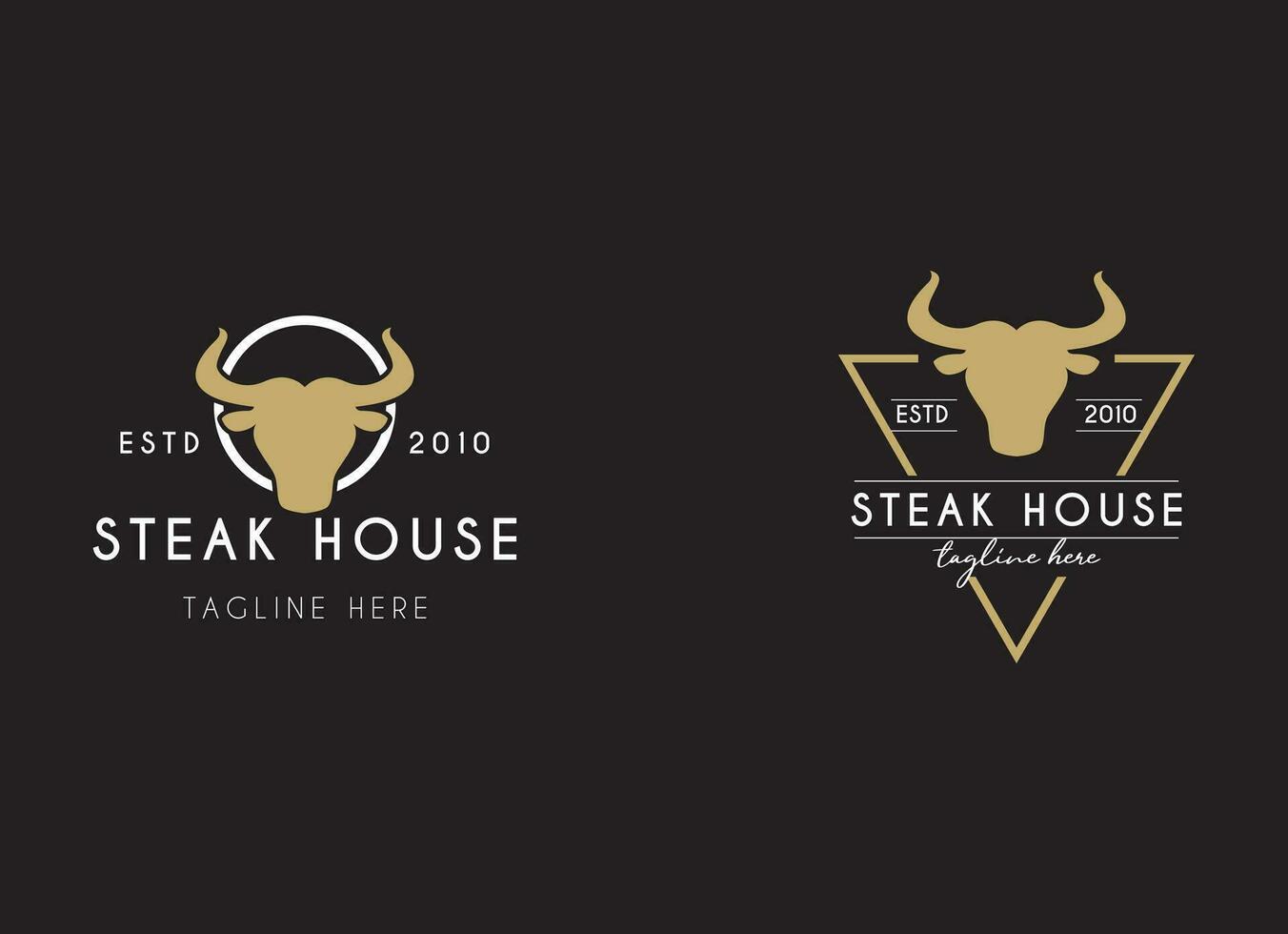 Premium steak house restaurant logo design vector