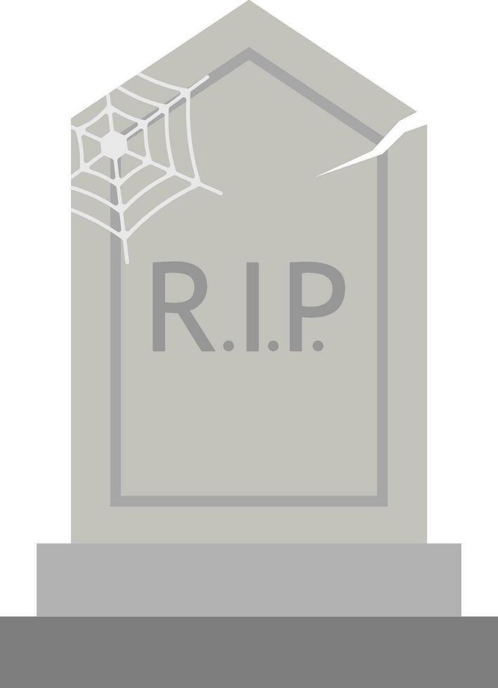 Grave icon vector for Halloween event celebration. Broken gravestone icon that can be used as symbol, sign or decoration. Tombstone icon graphic resource for happy Halloween vector design