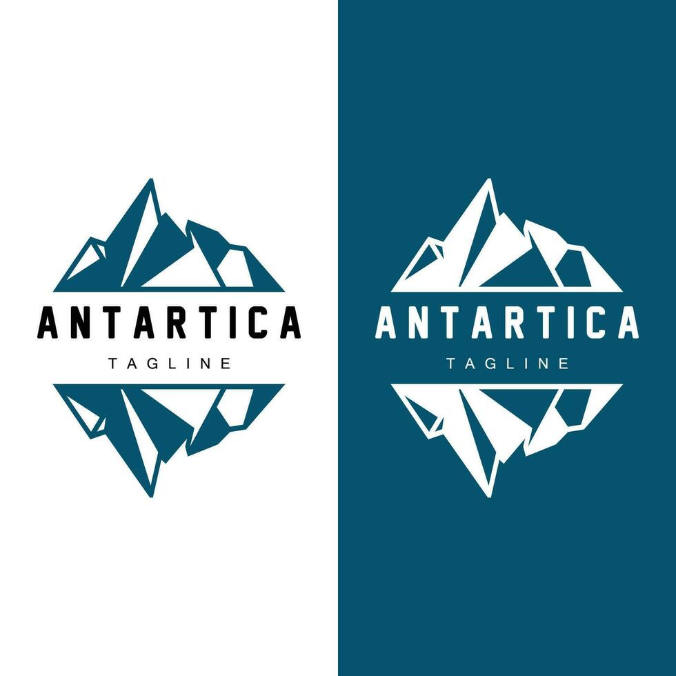 Iceberg Logo, Antarctica Logo Design, Simple Nature Landscape Vector Illustration Template