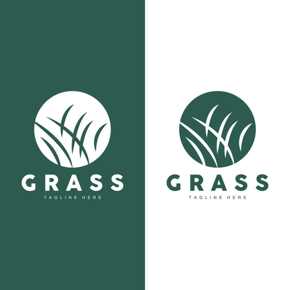Green Grass Logo Design, Farm Landscape Illustration, Natural Scenery Vector