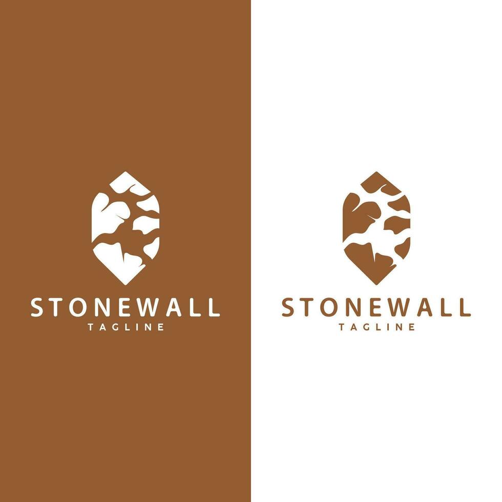 Simple Stone Wall Logo Design Template Symbol Illustration vector