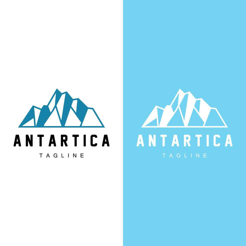 Iceberg Logo, Antarctica Logo Design, Simple Nature Landscape Vector Illustration Template