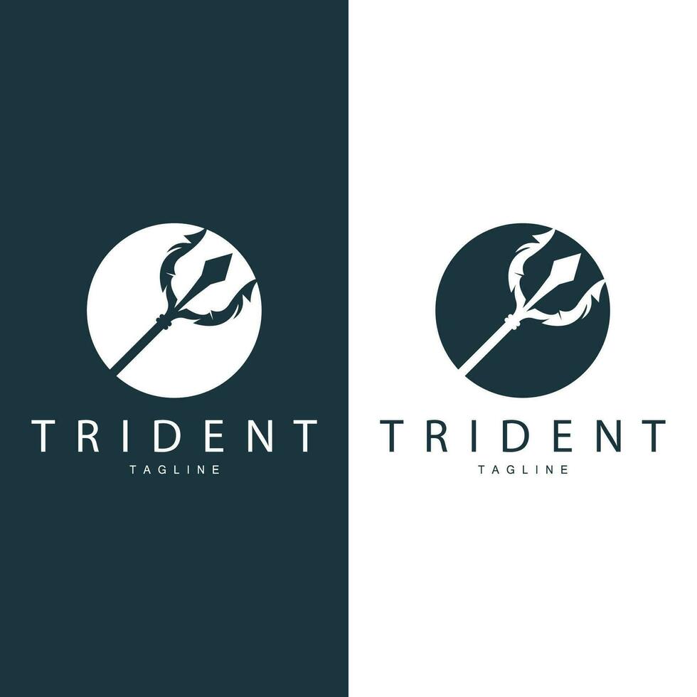 Trident Weapon Logo, Vector Spear of King Poseidon Neptune, Symbol Template Design