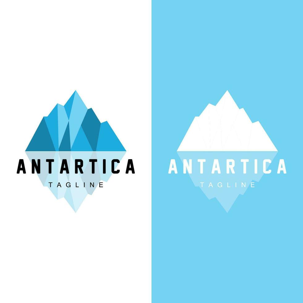 Iceberg Logo, Antarctica Logo Design, Simple Nature Landscape Vector Illustration Template