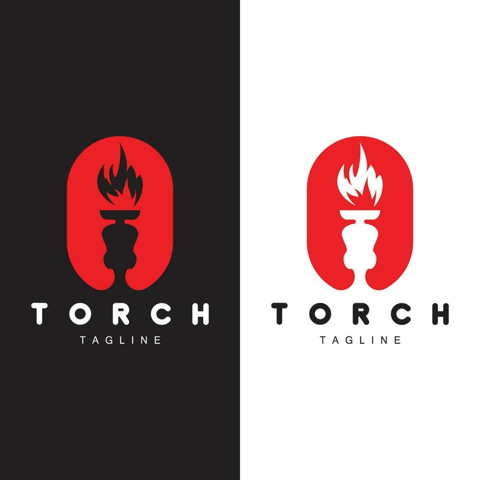 Torch Flame Logo Simple Vector Design Retro Illustrator Template