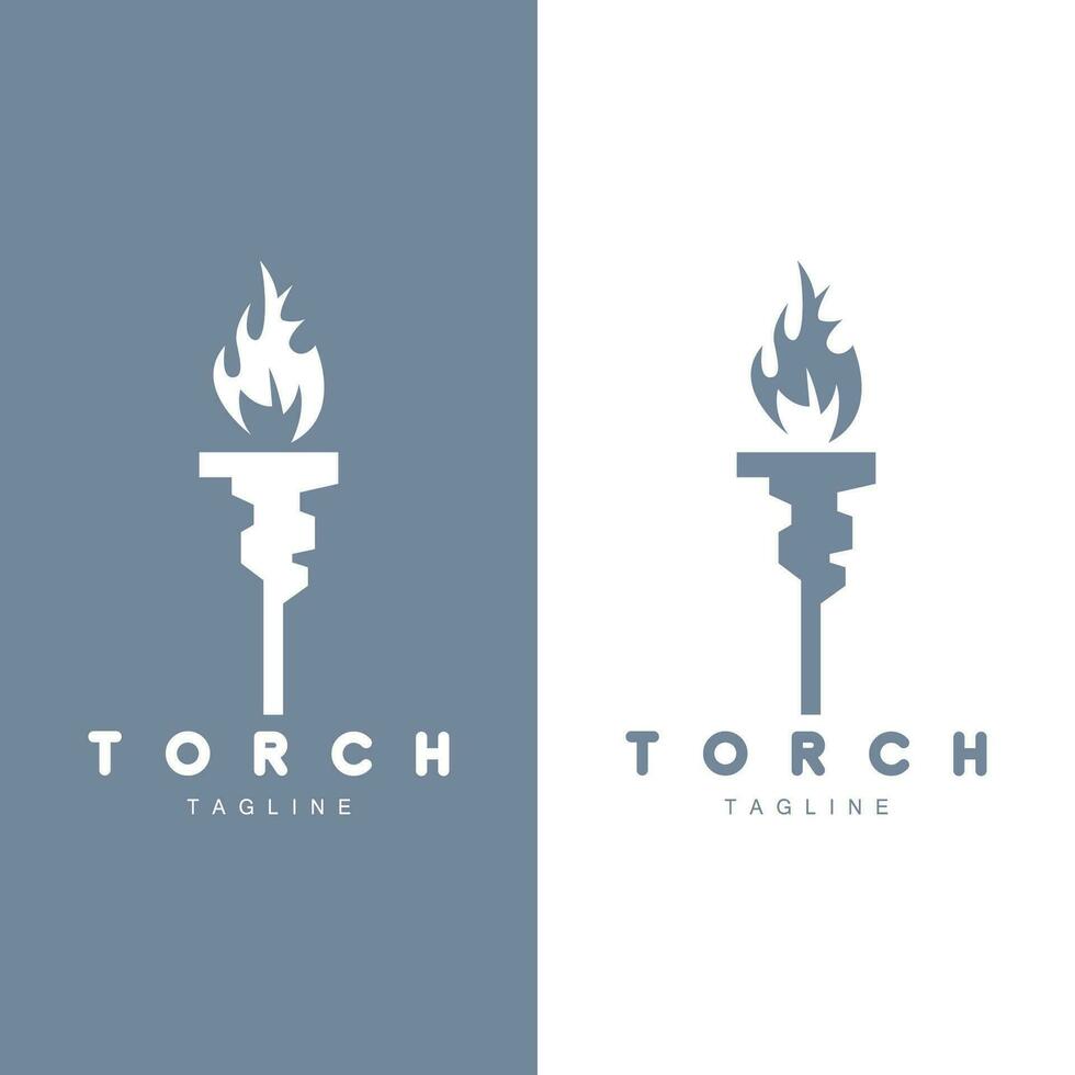Torch Flame Logo Simple Vector Design Retro Illustrator Template