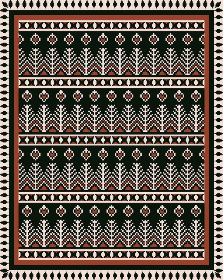 azteca kilim piso alfombra modelo. étnico geométrico alfombra, zona alfombra, tapiz modelo píxel Arte Clásico estilo. palestino bordado modelo utilizar para hogar piso y pared decorativo elementos. vector