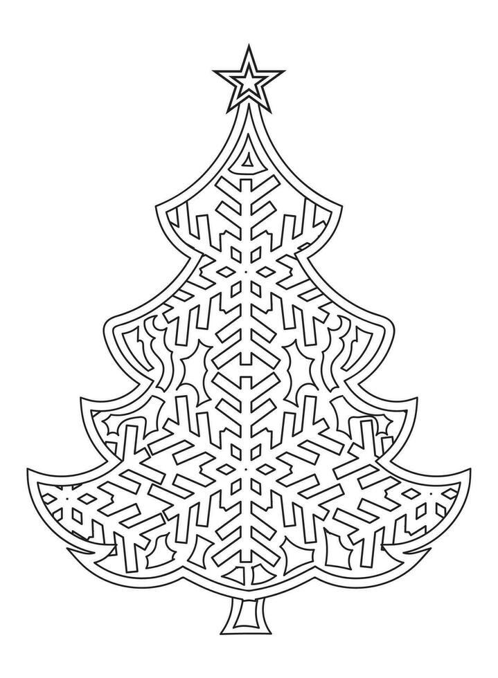 Navidad árbol con regalos. negro y blanco vector ilustración para colorante libro