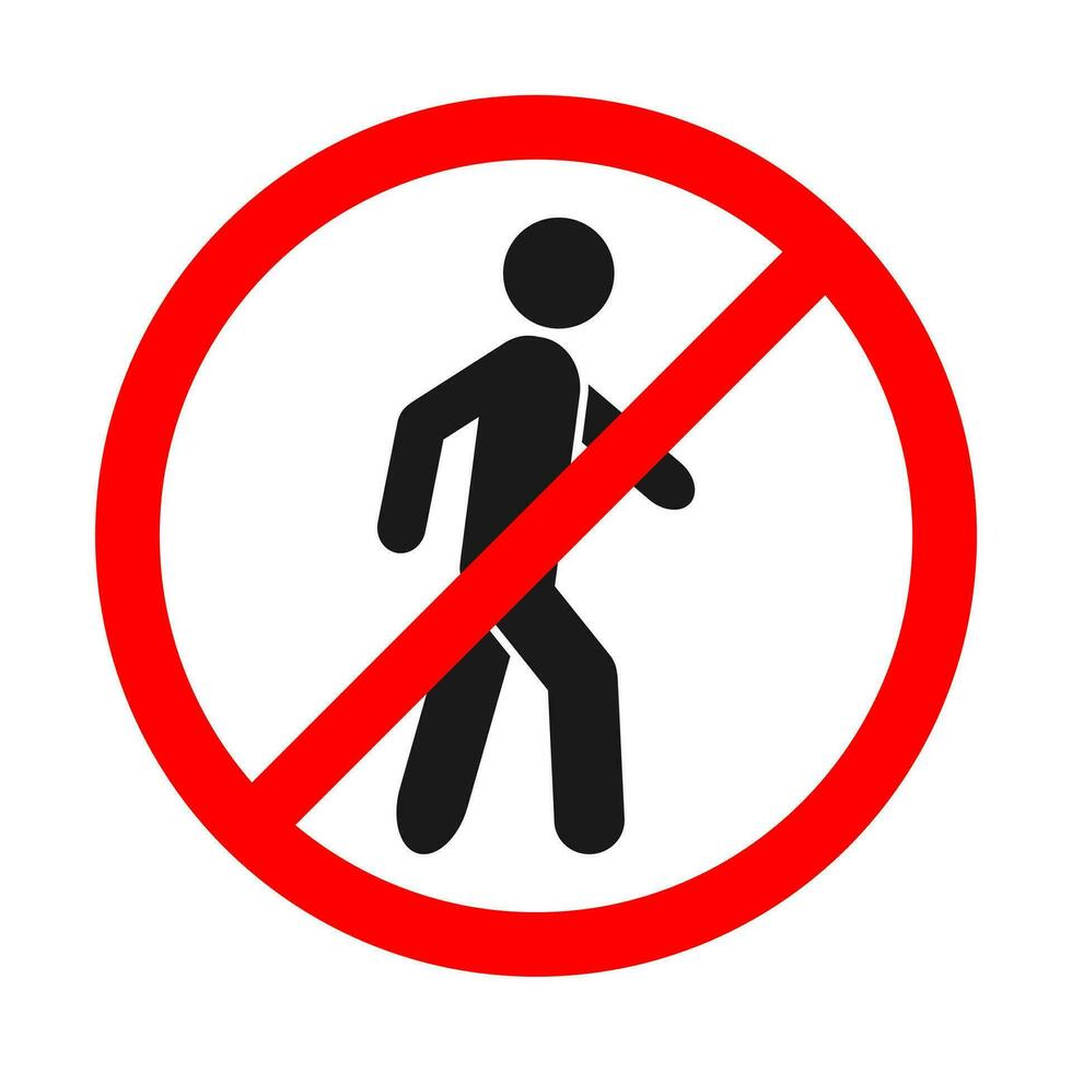 No caminando tráfico firmar, prohibición No peatonal firmar vector para gráfico diseño, logo, web sitio, social medios de comunicación, móvil aplicación, ui