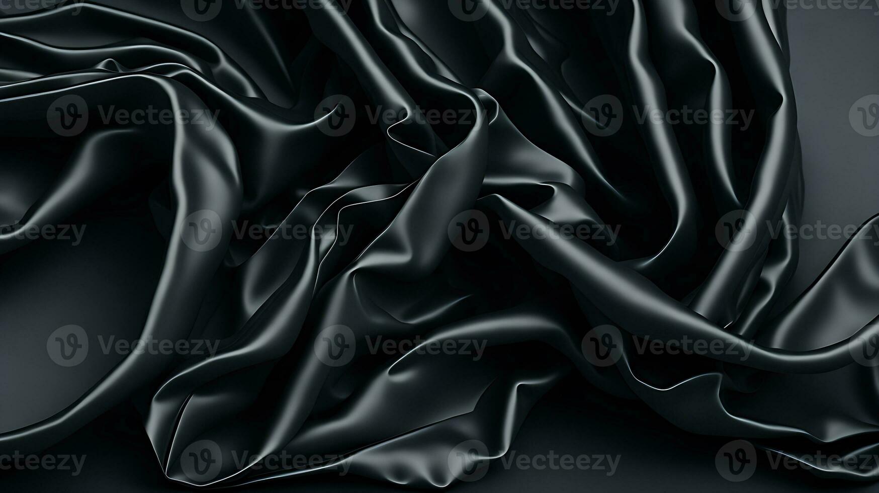 Black luxury fabric background with copy space 3d illustration. AI-Generated photo