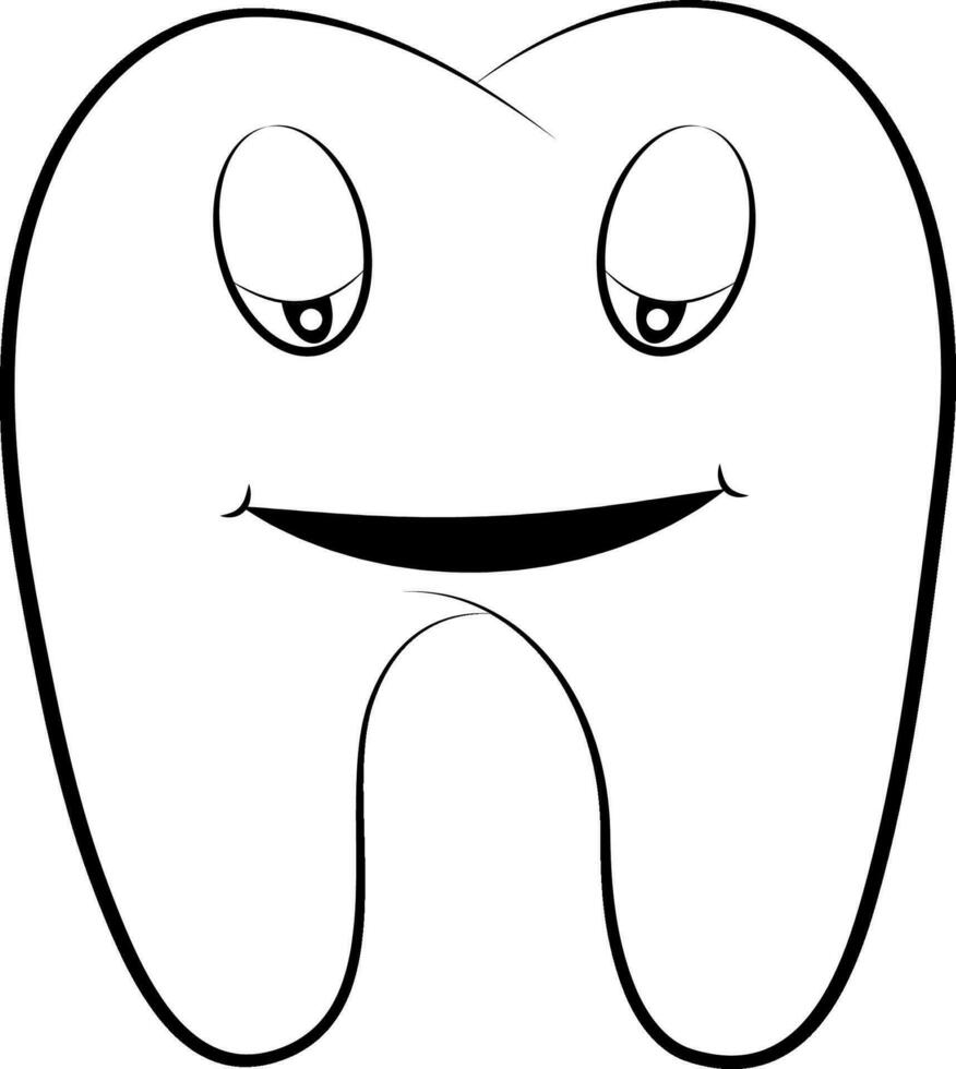Cartoon teeth molars emotions face tooth comic smile anger fun vector
