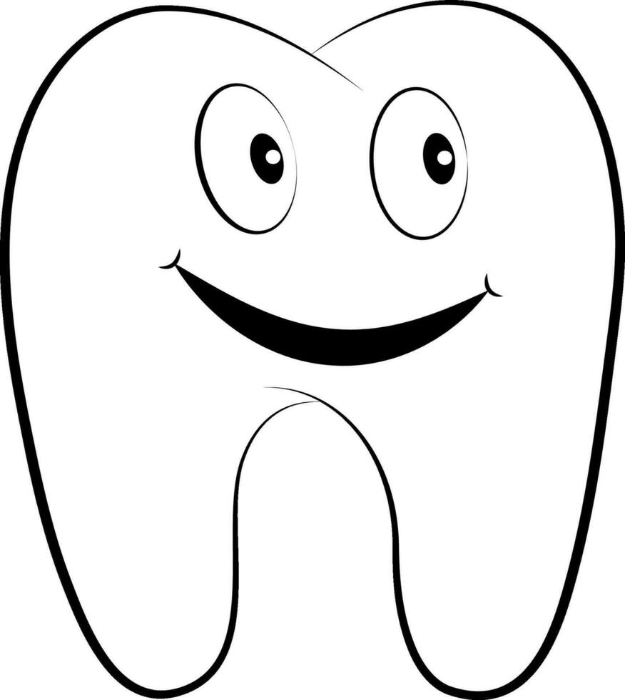Cartoon teeth molars, emotions face tooth comic smile anger fun vector