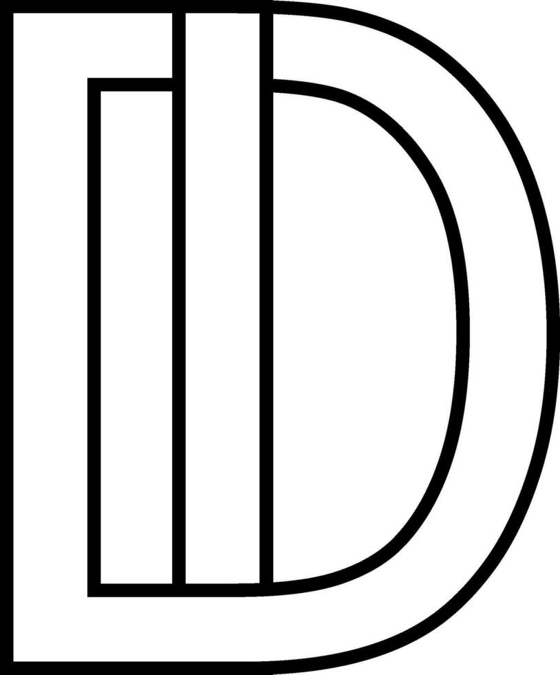 Logo sign di id icon, sign interlaced letters d i vector